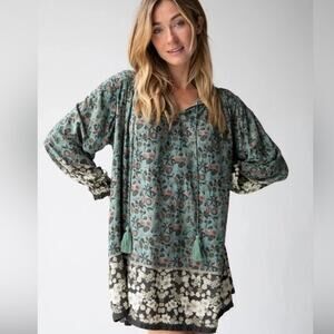 Natural Life Dara Tunic Dress Womens Size Small Long Sleeve Boho Bohemian